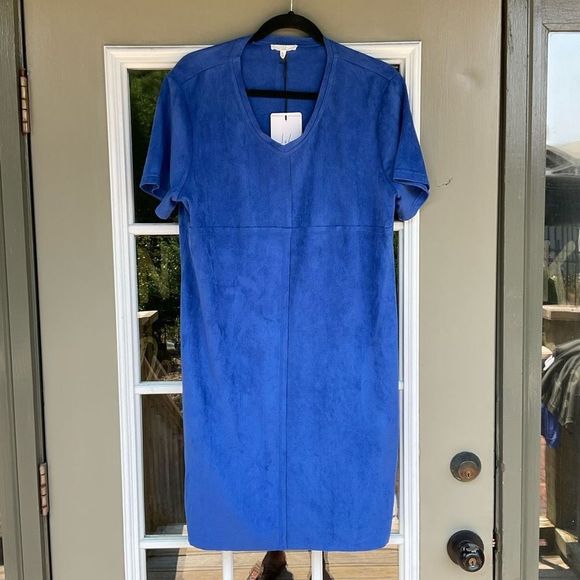 Anthropologie Joh NWT Audrey Suede Dress w/Pockets Cobalt Blue, Sz XL, MSRP $90 - Picture 2 of 9